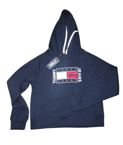 Sweat à capuche court à imprimé drapeau Tommy Jeans pour femme