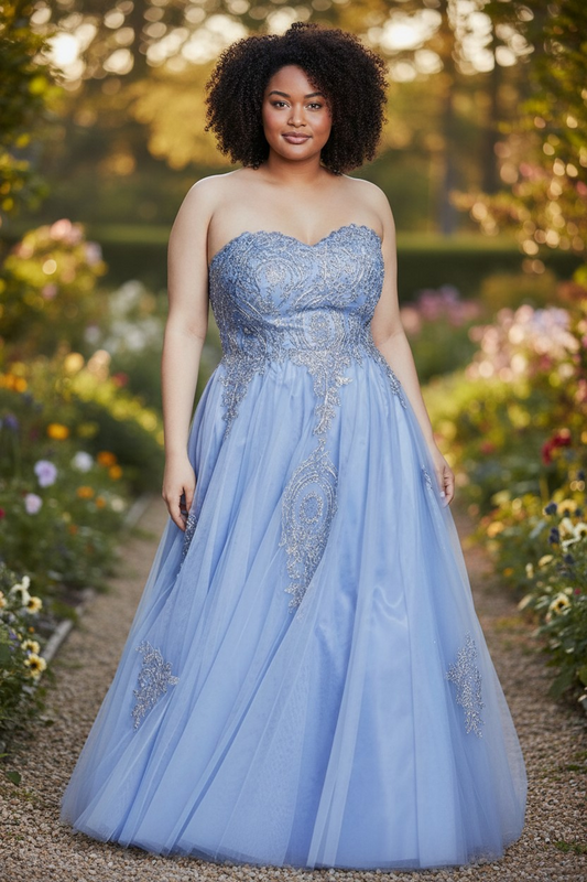 Dites oui au bal de fin d'année brodé pervenche tendance grande taille