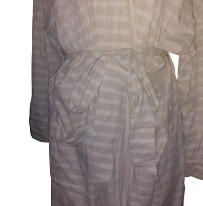 Charter Club Stripe-Print Knit Short Robe - Winter Ivory