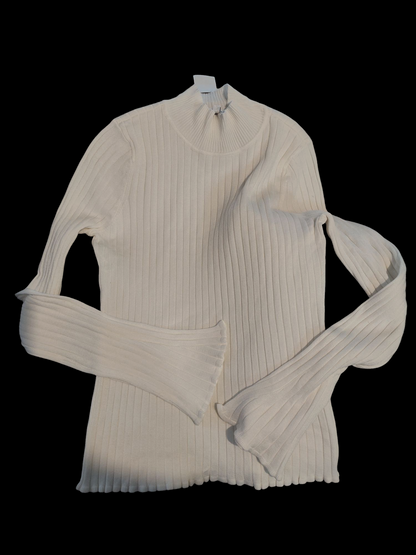 Hooked up Womens Juniors Ribbed Long Sleeve Pullover Top cream