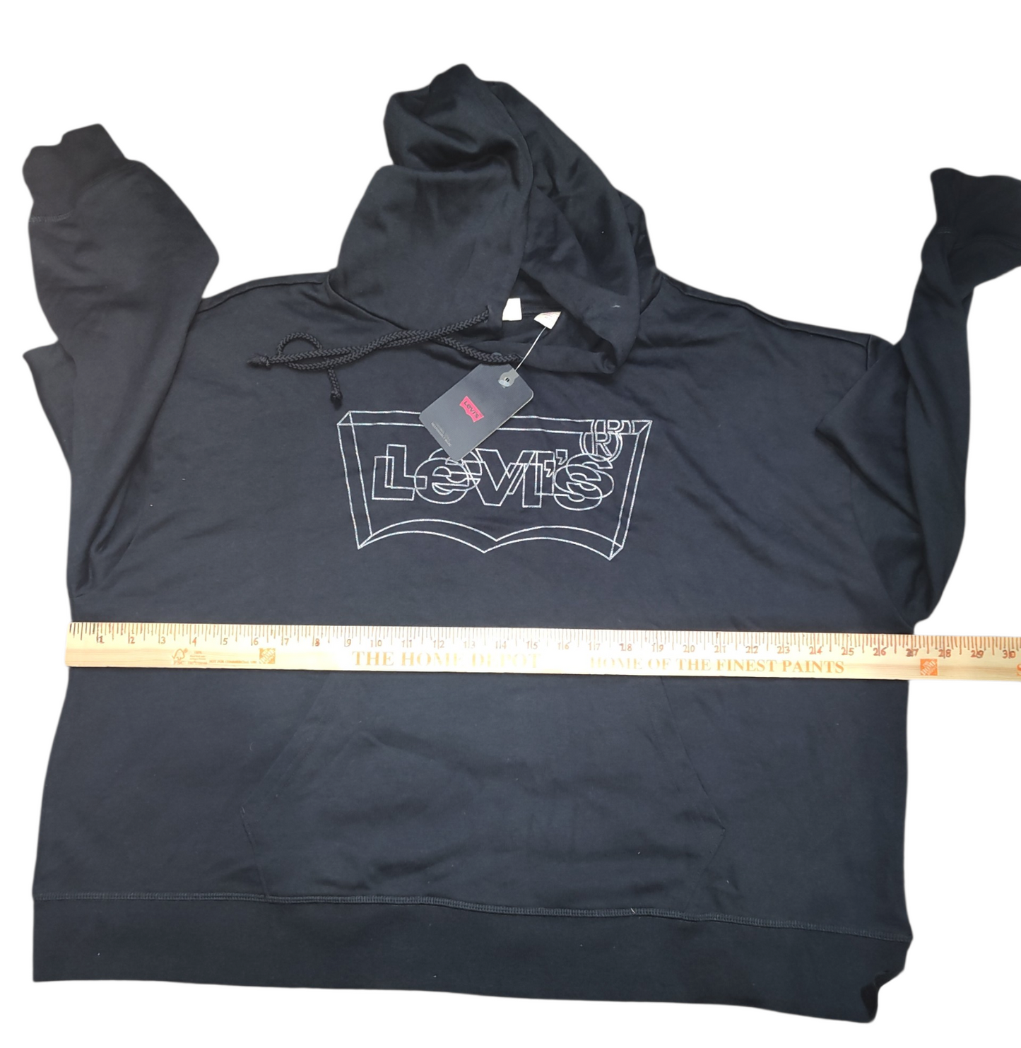 Levi's Plus Size Hoodie Black 3D Glitter Batwing Logo Sweatshirt