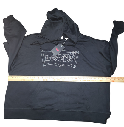 Levi's Plus Size Hoodie Black 3D Glitter Batwing Logo Sweatshirt