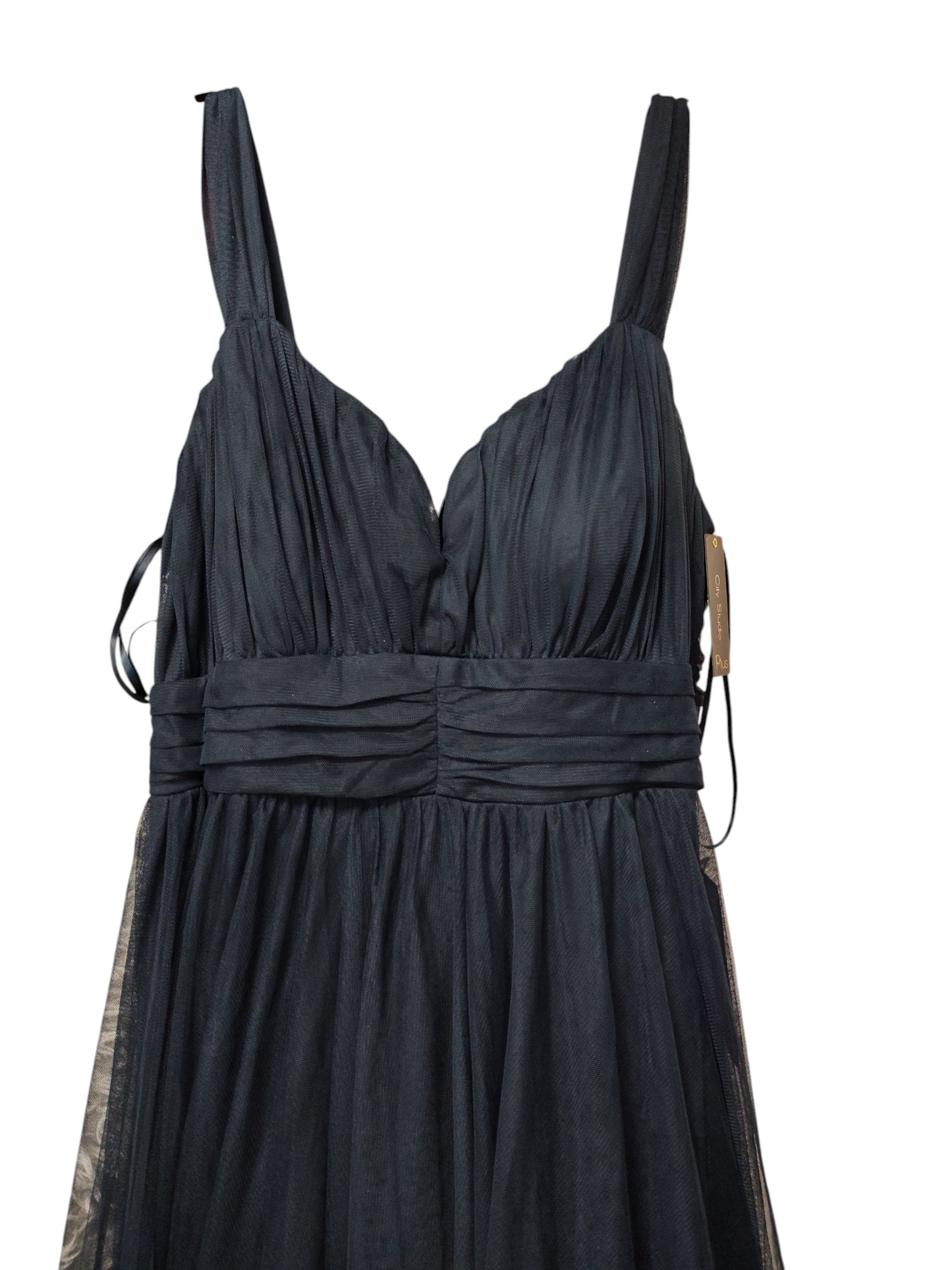 City Studios Plus Size Mesh Formal Evening Sleeveless ball Dress.