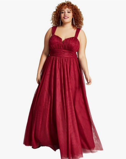 City Studios Plus Size Mesh Formal Evening Sleeveless ball Dress.