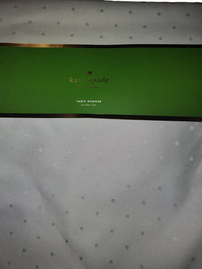 Kate Spade New York Larabee Dot Table Runner-Platinum-72 X 15 Inches