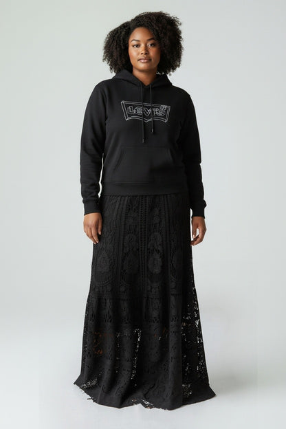 Levi's Plus Size Hoodie Black 3D Glitter Batwing Logo Sweatshirt