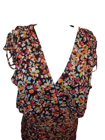 Robe à volants à imprimé floral pour femme Tahari ASL