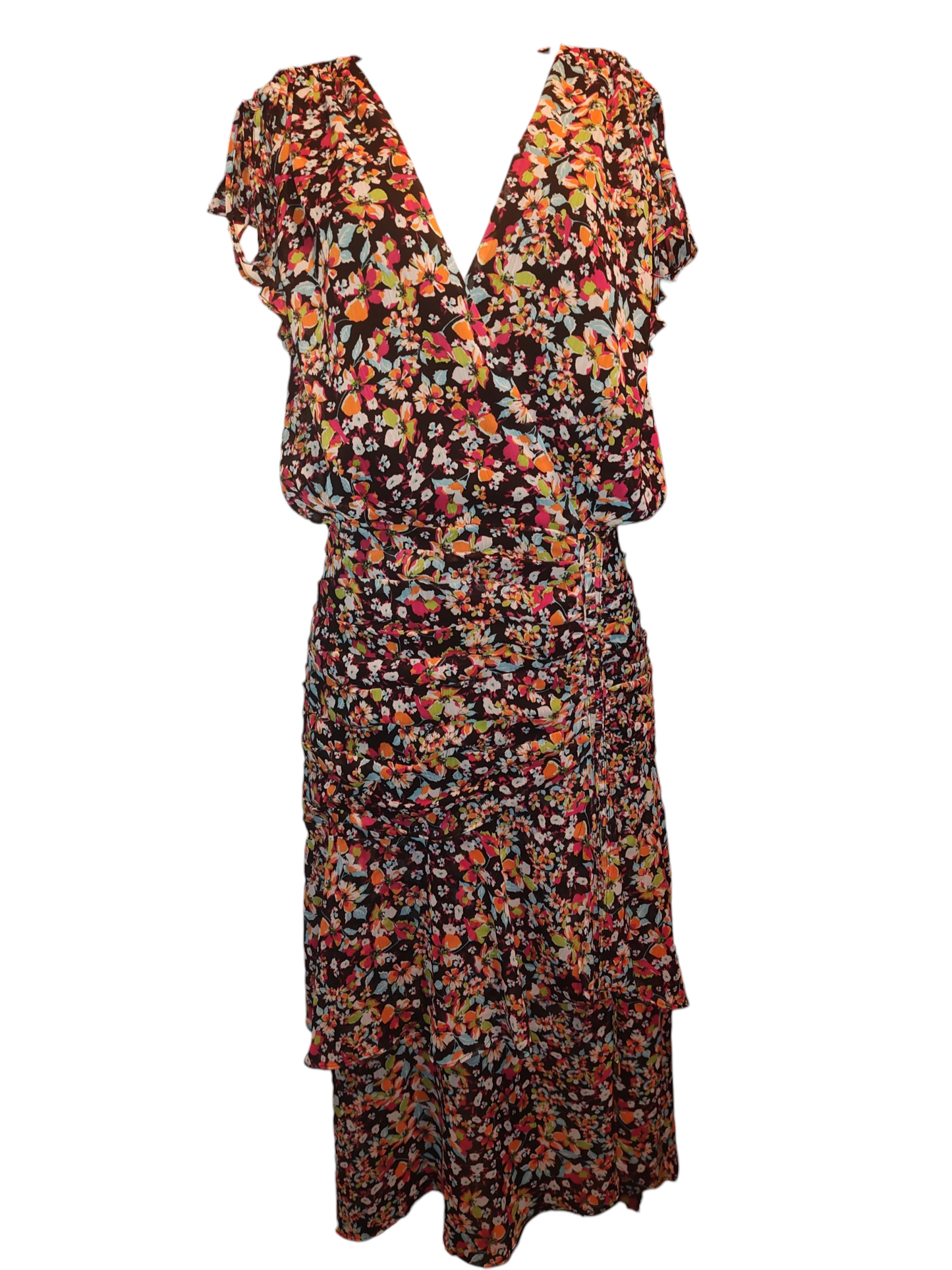 Robe à volants à imprimé floral pour femme Tahari ASL