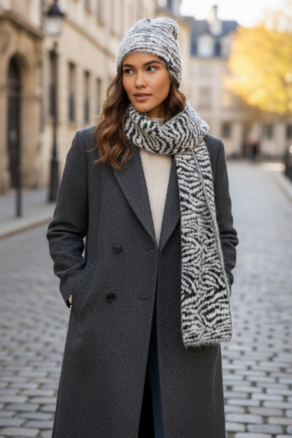 DKNY fuzzy winter beanie hat Animal Print DY1833