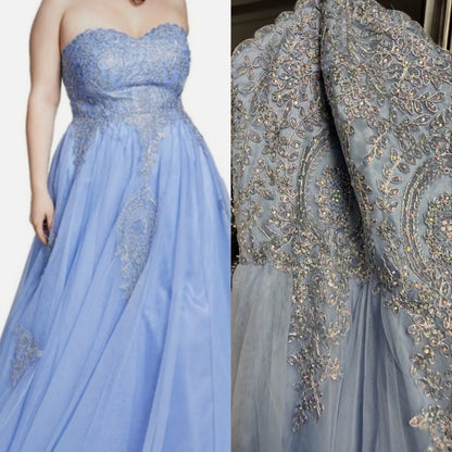 Dites oui au bal de fin d'année brodé pervenche tendance grande taille