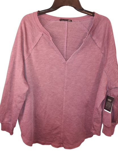 T-shirt Raglan en coton grande taille à la mode de couleur poussiéreuse