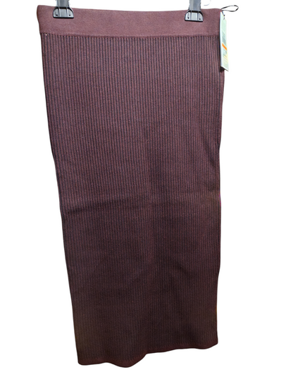 DKNY Jeans Womens Ribbed Pull-On Close Knit Pencil Burgundy/Black Small.