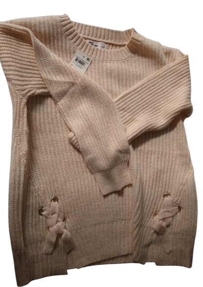 Epic Threads Big Girls Soft Pink Sweater with gold lurex.