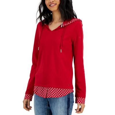 Sweat à capuche en molleton français à effet superposé Tommy Hilfiger pour femme