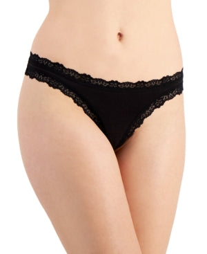 Jenni Womens Lace-Trim Thong Underwear