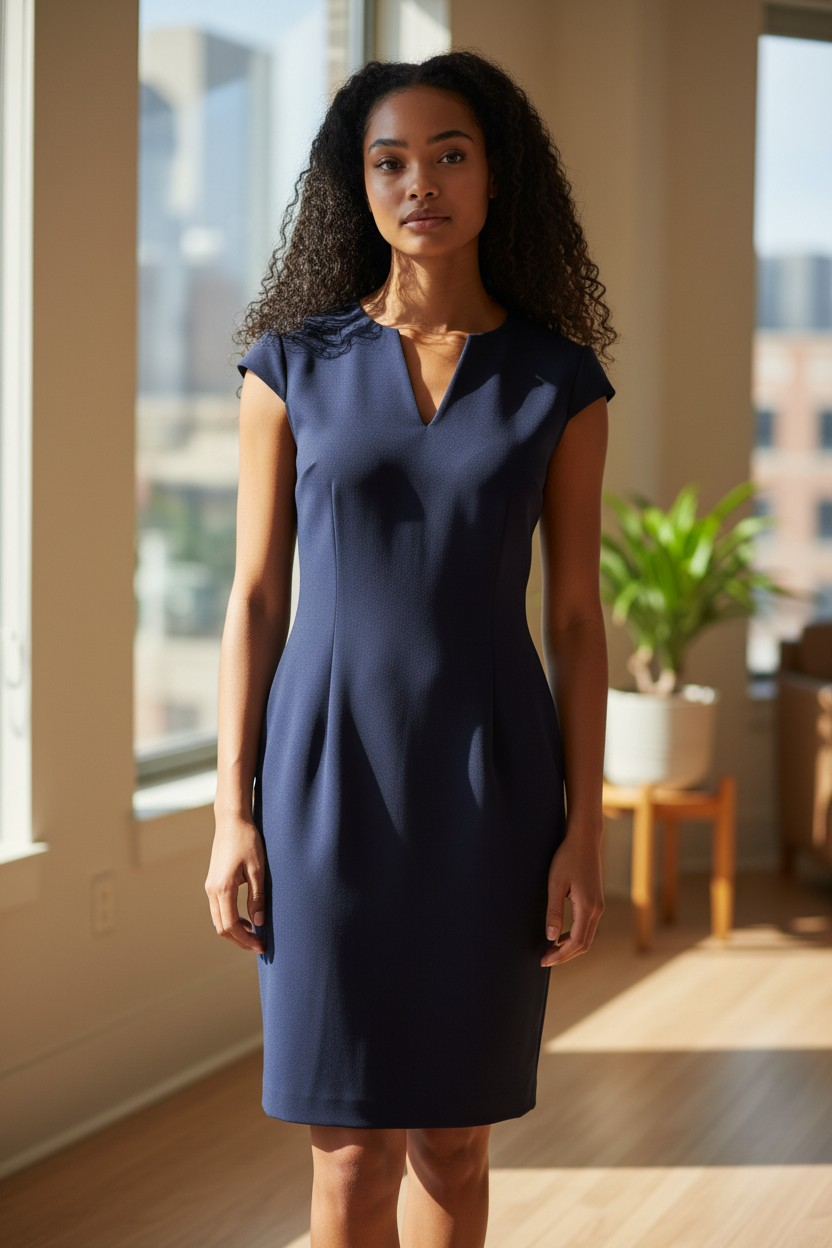 Kasper Notched-Neck Sheath Dress