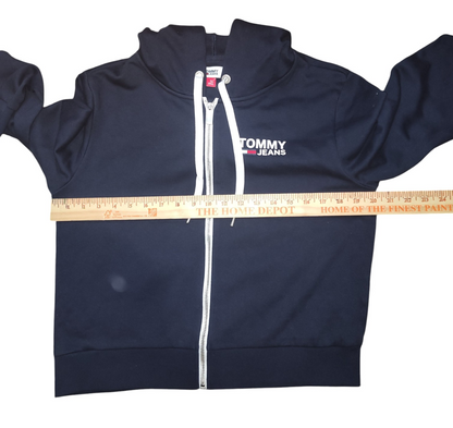 NWT Tommy Jeans Logo Zip Hoodie Women's Size M Navy Blue Cropped - Retail $69