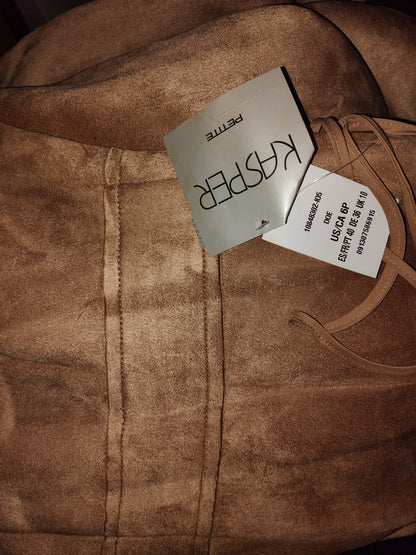 Kasper Petite Faux Suede Sleeveless Sheath Dress - Doe