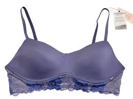 Calvin Klein Womens Perfectly Fit Flex Bra  Pop Bleached Denim  Bralette