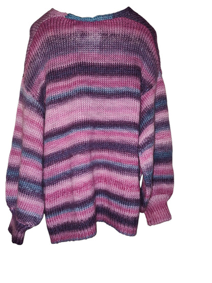 Pull col V confortable grande taille Vince Camuto à imprimé Space Dye Berry Hibiscus 2X