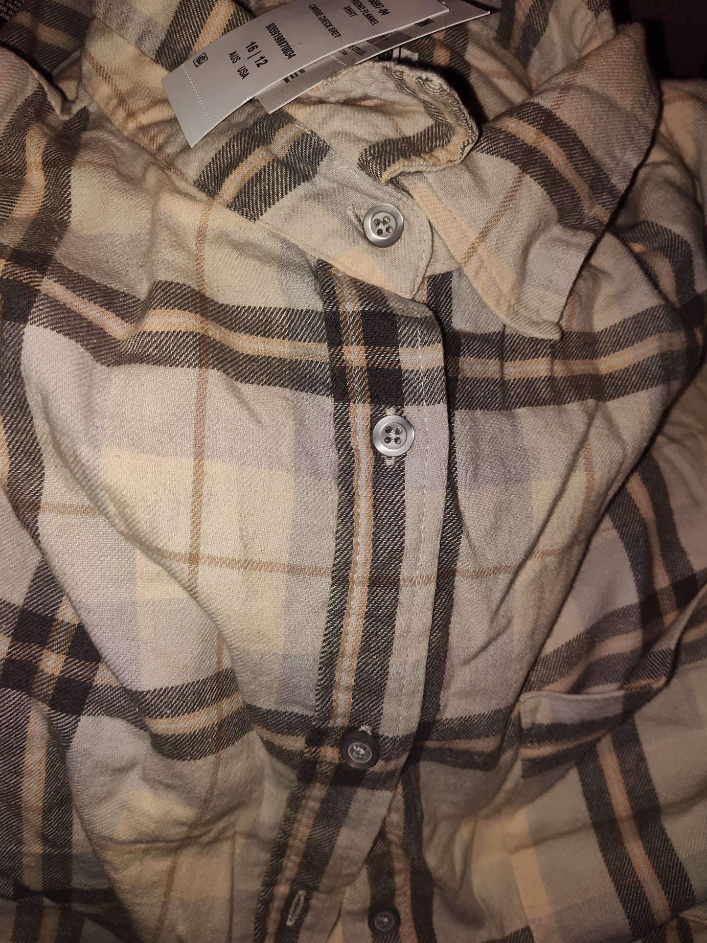 COTTON ON Women's Boyfriend Flannel Shirt. Carrie Check Gray