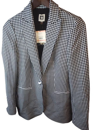 Anne Klein Women's Size 2 Blazer.  Mini-Herringbone Tailored – Black & White