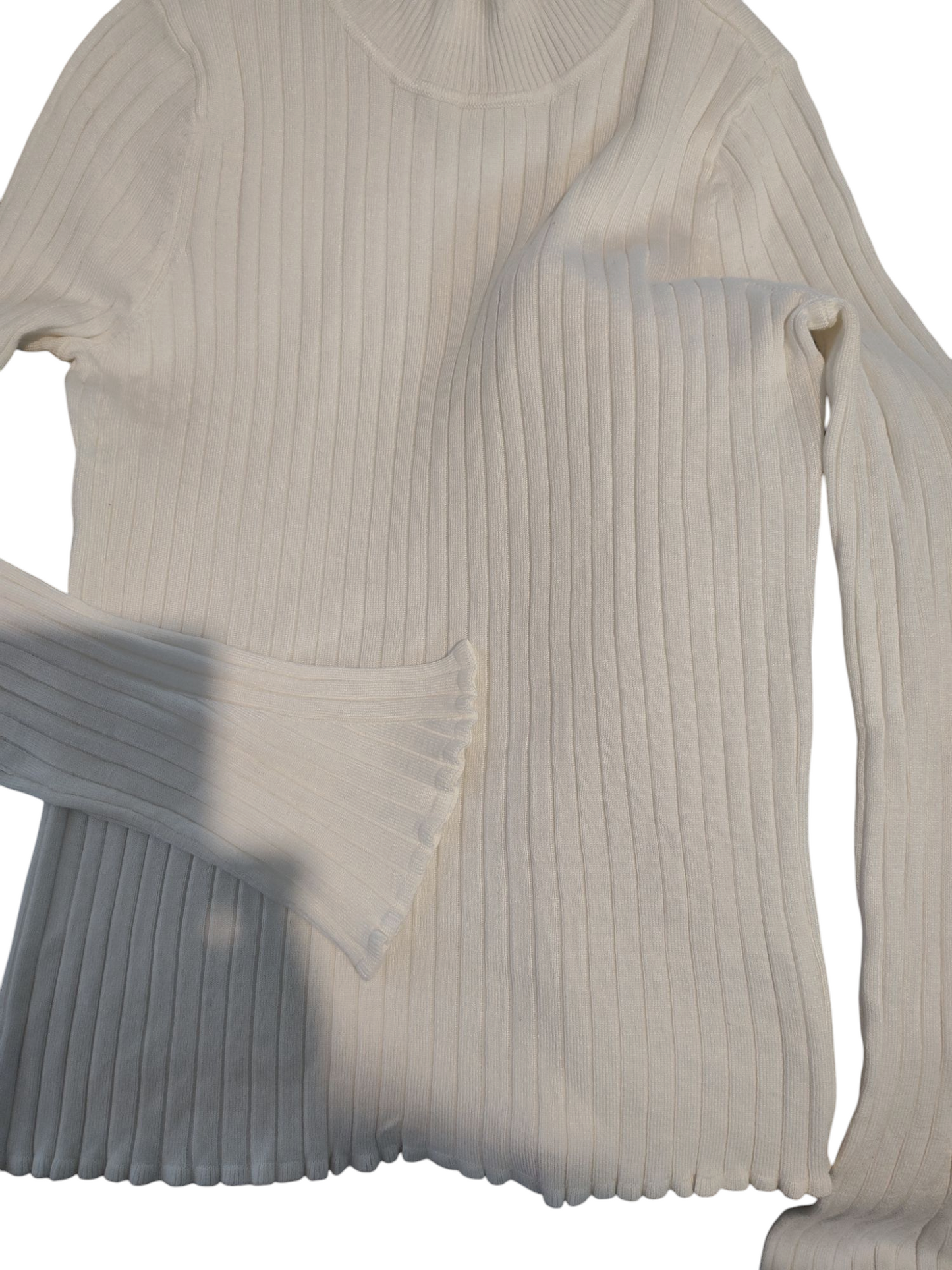 Hooked up Womens Juniors Ribbed Long Sleeve Pullover Top cream