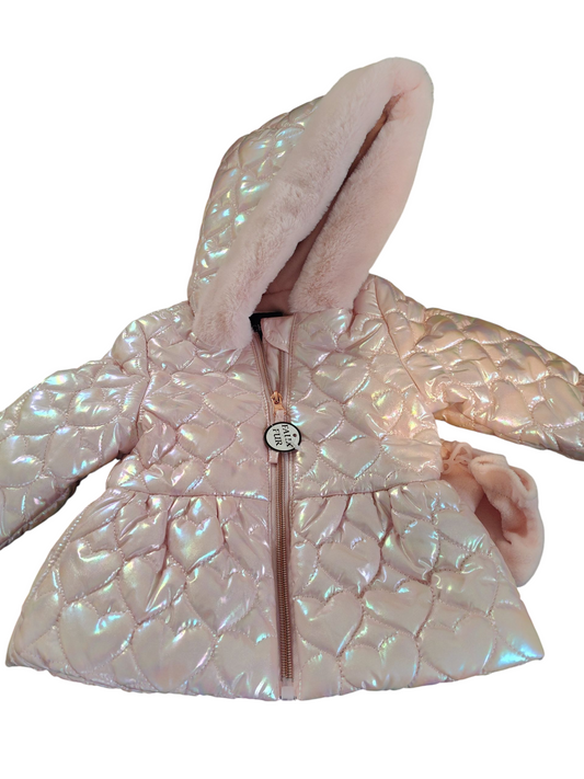 Rothschild Baby Girls Puffer Jacket Iridescent Pink Quilt Set w/ Mittens