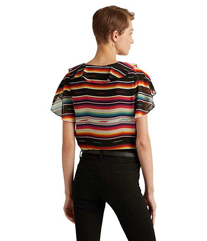 LAUREN Ralph Lauren  Women's Georgette Blouse Multicolor Striped