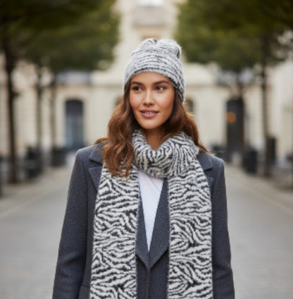 DKNY fuzzy winter beanie hat Animal Print DY1833