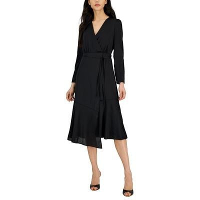 INC Women's V-Neck Faux-Wrap Dress, Created for Macy's - Black 12