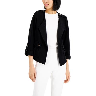 Kasper Womens Wing-Collar Cardigan Jacket Black Medium