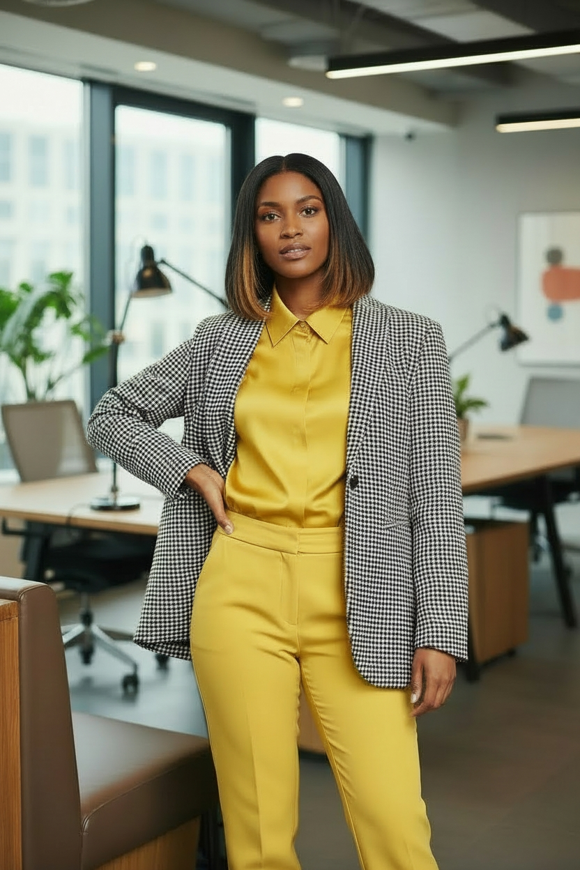 Anne Klein Mini-Herringbone Tailored Blazer – Black & White | Size 2