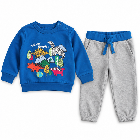 Earth by art & eden Baby Blue Dinosaur 2-Piece Set
