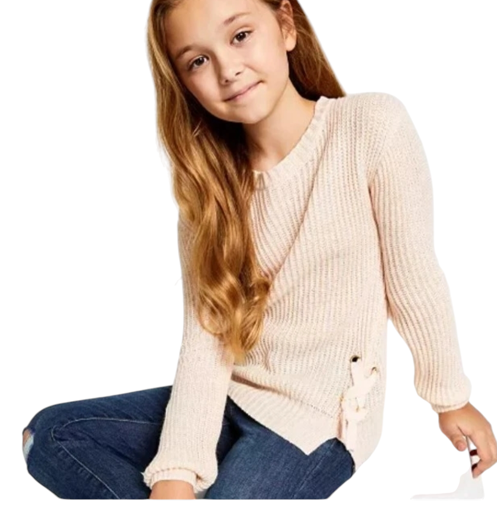 Epic Threads Big Girls Soft Pink Sweater with gold lurex.