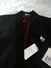 Calvin Klein Big Boys Metallic Shawl Suit Jacket.  Deep Black closeup