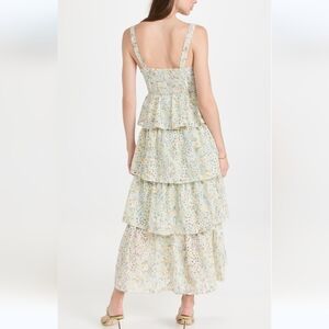 ASTR The Label Women's Midsummer Tiered Maxi Dress. Lt Mint Multi Floral MEDIUM