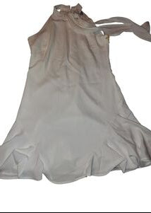 WHITE sleeveless  halter dress on a white background