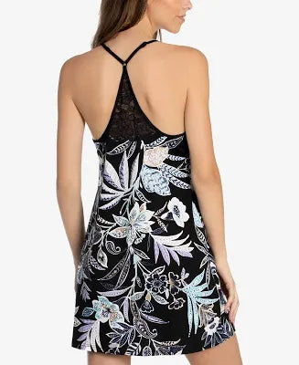 Linea Donatella Floral Batik Printed Chemise gown  Black print