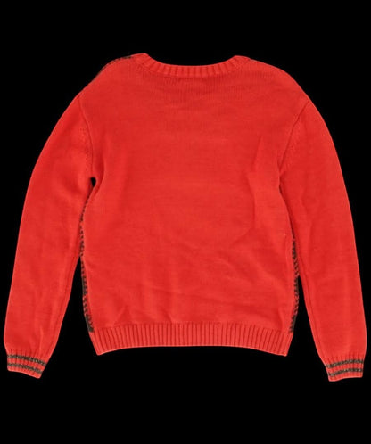 Tadhisar Group Fashions toddler girls red sweater with long sleeves and ribbed cuffs, back view
