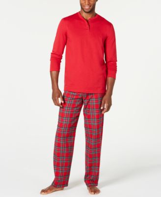 Mens 2-Pc. Henley Top Plaid Brinkley Plaid