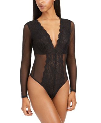 Body en maille et dentelle à manches longues International Concepts