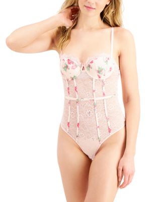 INC International Concepts Floral Cup Lace Bodysuit Large