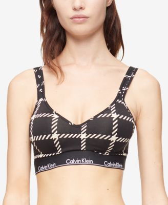 Calvin Klein Women's Modern Cotton Lift Wireless Bralette in Rustic Red (QF6702) Cotton Graphic Window Pane_rustic